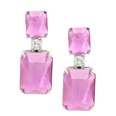 Silver-Plated Diamond Studded Contemporary Drop Earrings