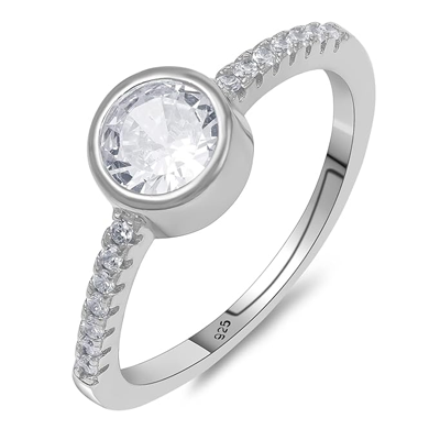 Sterling Silver White Diamond Twin solitaire ring