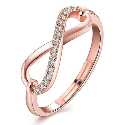 Rose Gold Plated Illuminating Adjustable Infinity Love Finger Ring