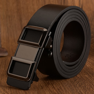 Men Black Leather Formal Belt