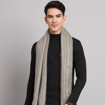 Stripe Design Reversible Woven Acrylic Large Wool Muffler