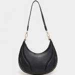 Black Quilted Half Moon Hobo Handbag