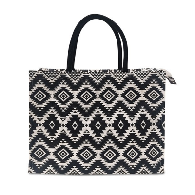 Unisex Geometric Printed Structured Handheld Bag
