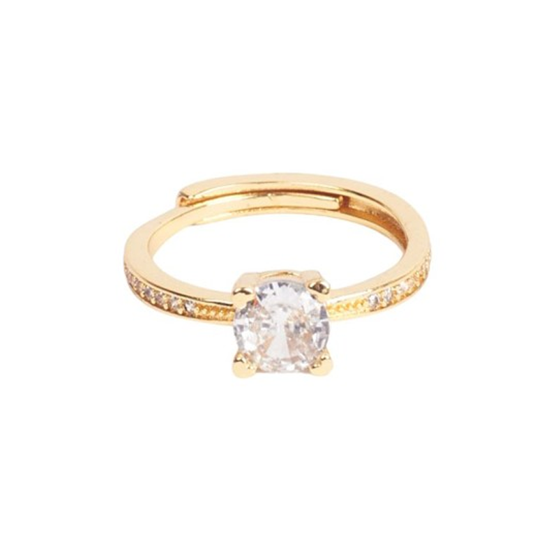 Golden Princess Cut Gemstone Studded Ring For Women & Girls