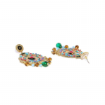 Multicoloured Gold Plated Dangler Drop Earrings