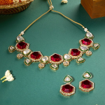 Gold-Plated Austrian Diamonds Studded Meenakari Jewellery Set