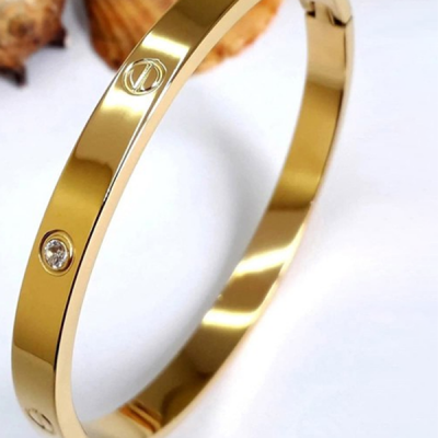 Women Gold-Plated and Diamond Bangle-Style Bracelet