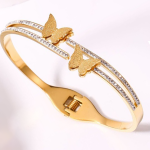 Women Diamond and Gold-Plated Bangle-Style Bracelet
