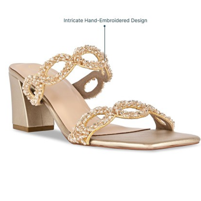 Embellished PU Party Block Sandals