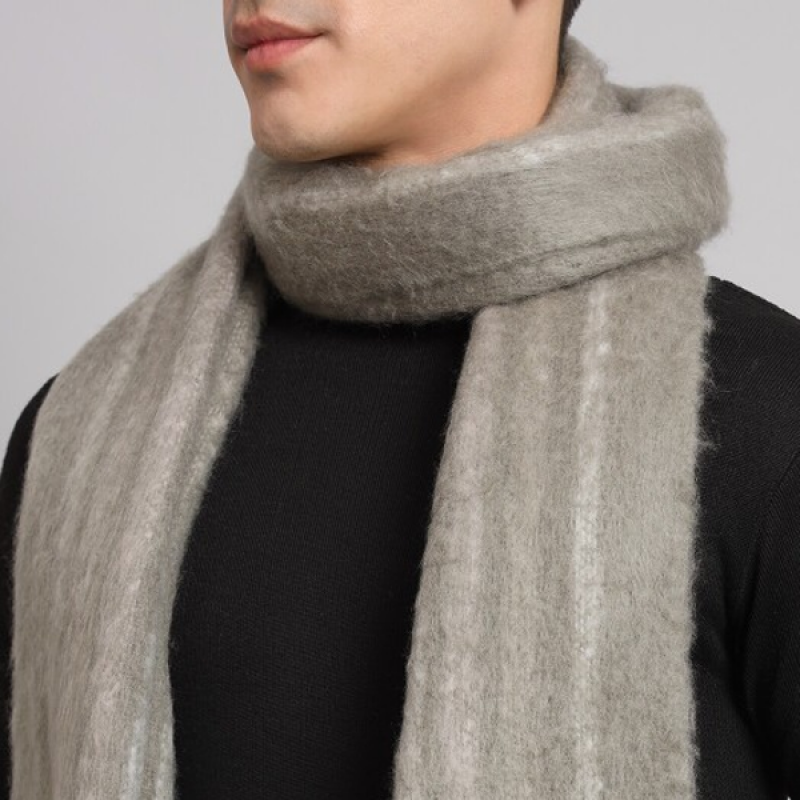 Stripe Design Reversible Woven Acrylic Large Wool Muffler