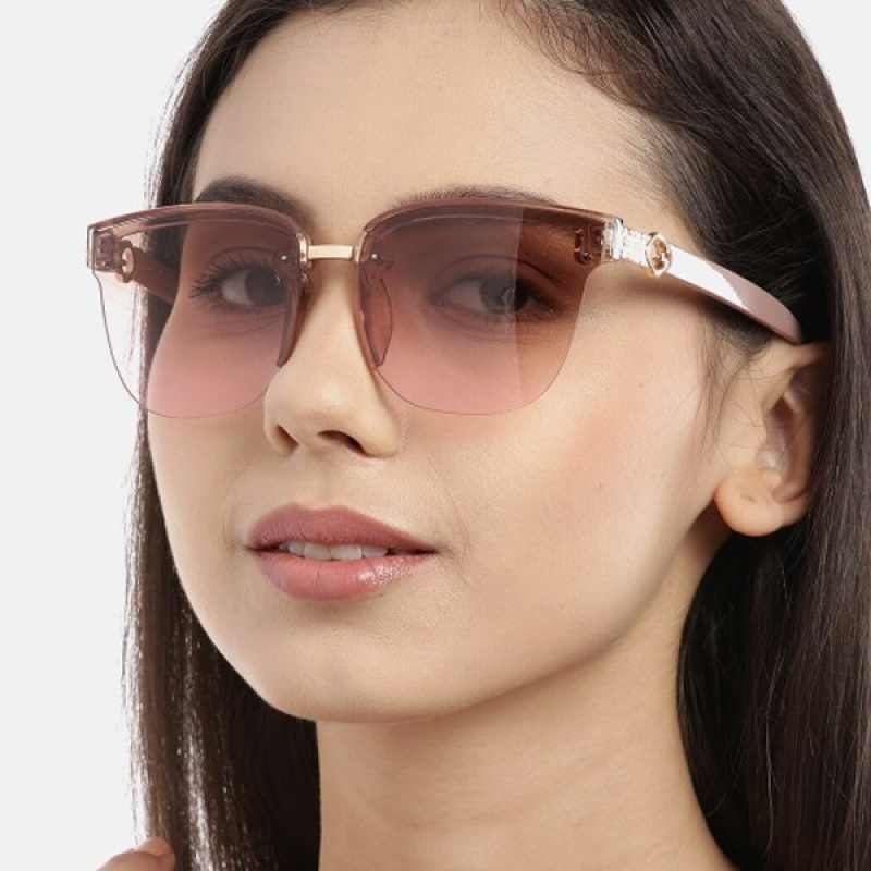 Women Half Rim Square Sunglasses