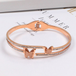 Women Cubic Zirconia Enamelled Butterfly Bangle-Style Bracelet