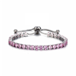 Silver-Plated Cubic Zirconia Studded Wraparound Bracelet