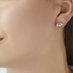 Gold-Plated Bow & Faux Pearl Beaded Studs Earrings
