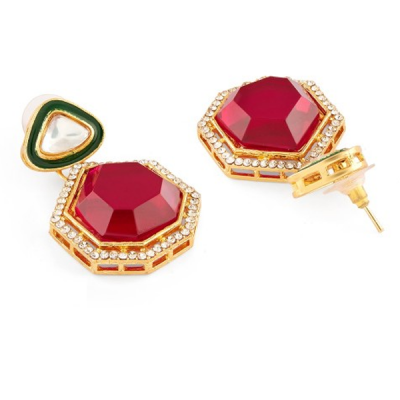 Gold-Plated Austrian Diamonds Studded Meenakari Jewellery Set
