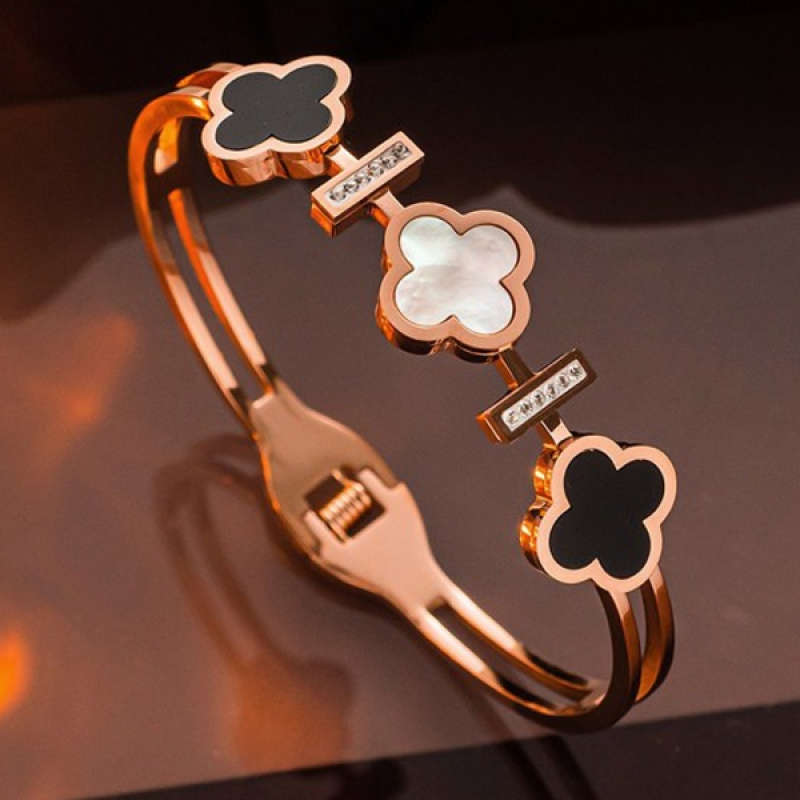 Rose Gold-Plated Stainless Steel Bangle-Style Bracelet
