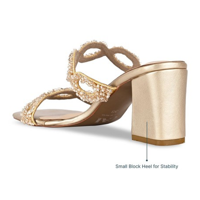 Embellished PU Party Block Sandals