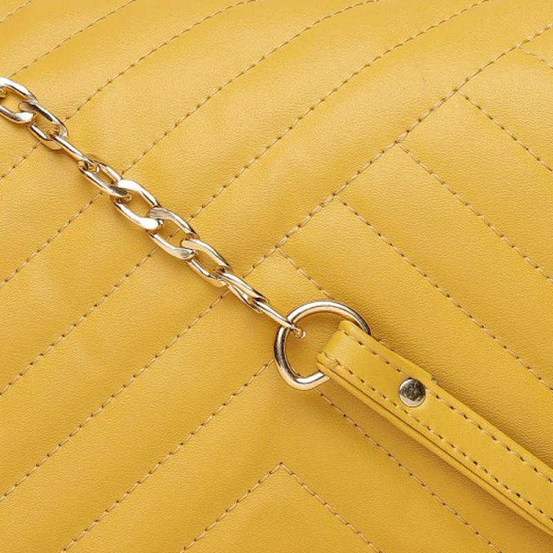 Yellow Textured Structured Sling Bag