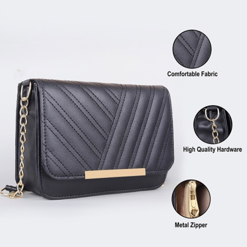 PU Structured Sling Bag with Quilted