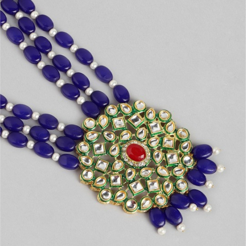 Gold-Plated Artificial Beads & Stones Jewellery Set