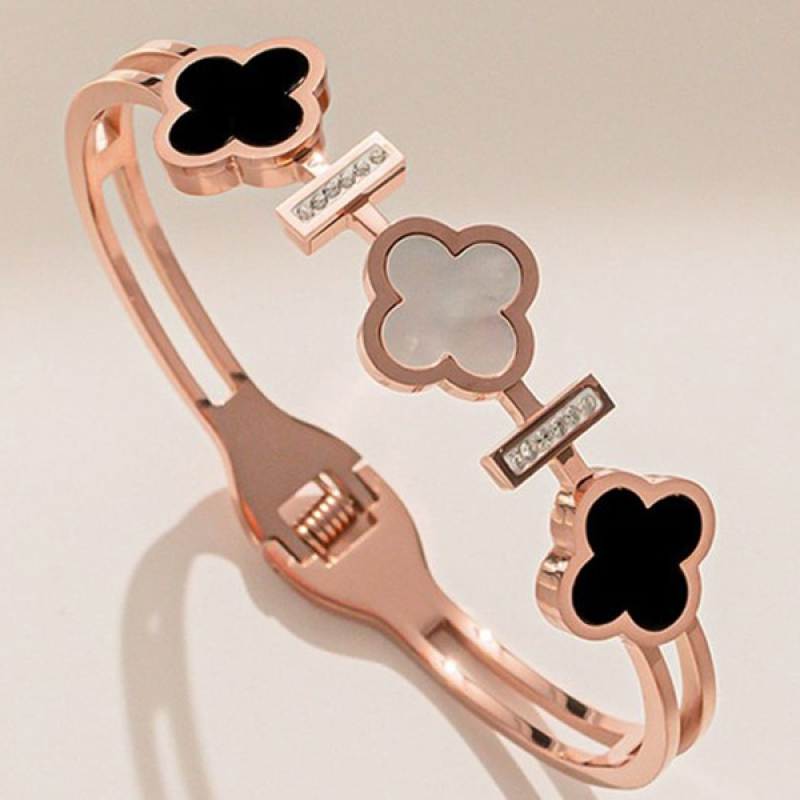 Rose Gold-Plated Stainless Steel Bangle-Style Bracelet