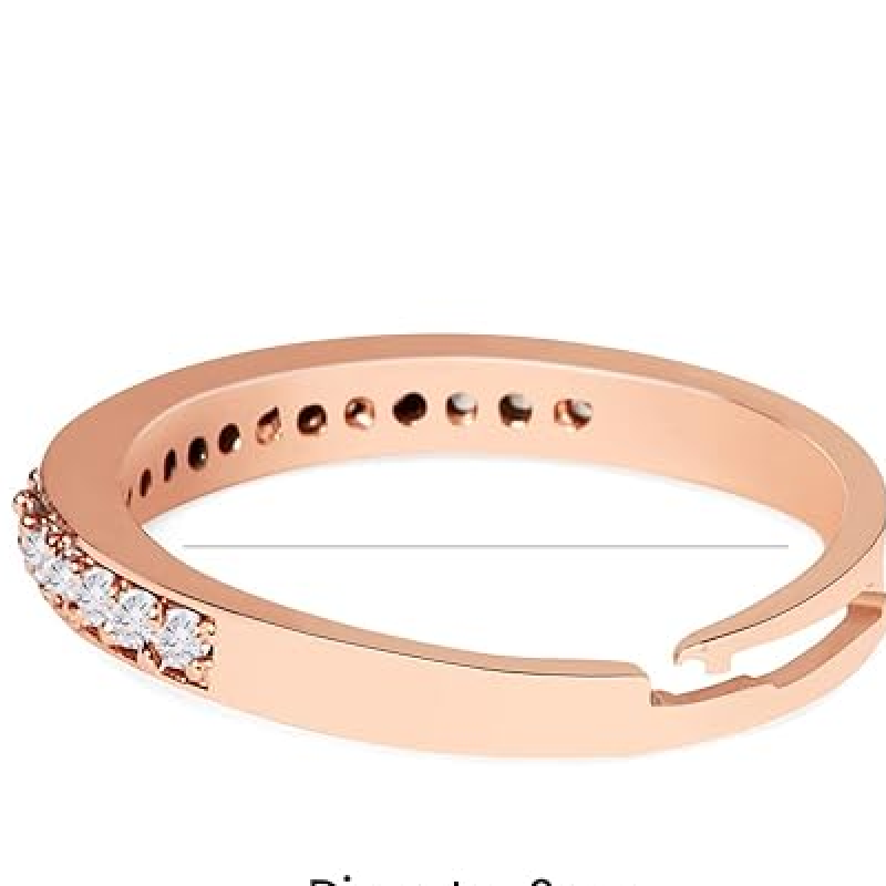 Rose Gold Cubic Zirconia Contemporary Brass Sleek Adjustable Ring