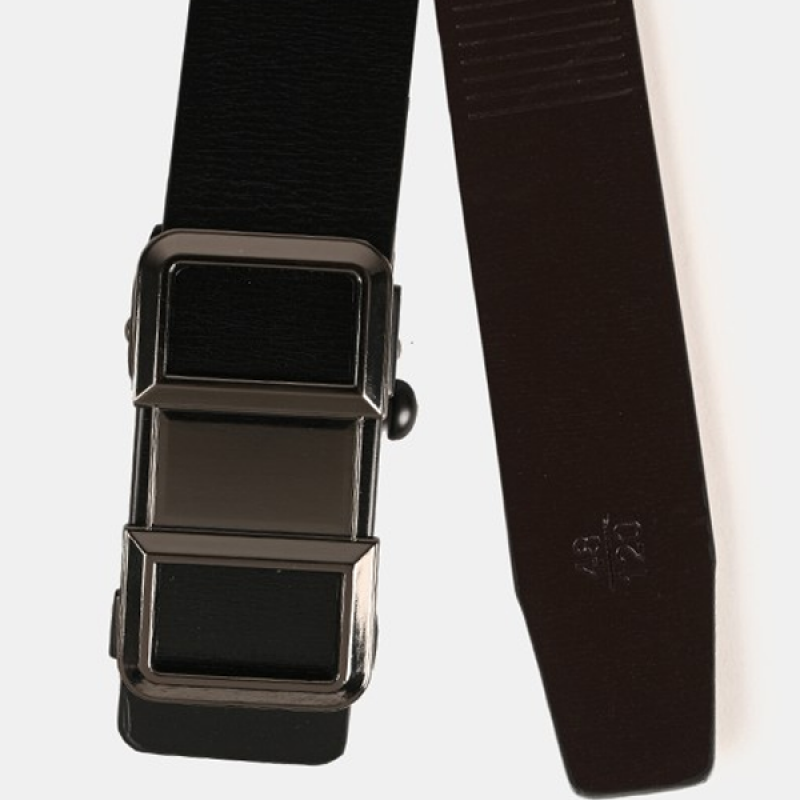 Men Black Leather Formal Belt