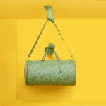 Green Printed Leather Duffel Bag